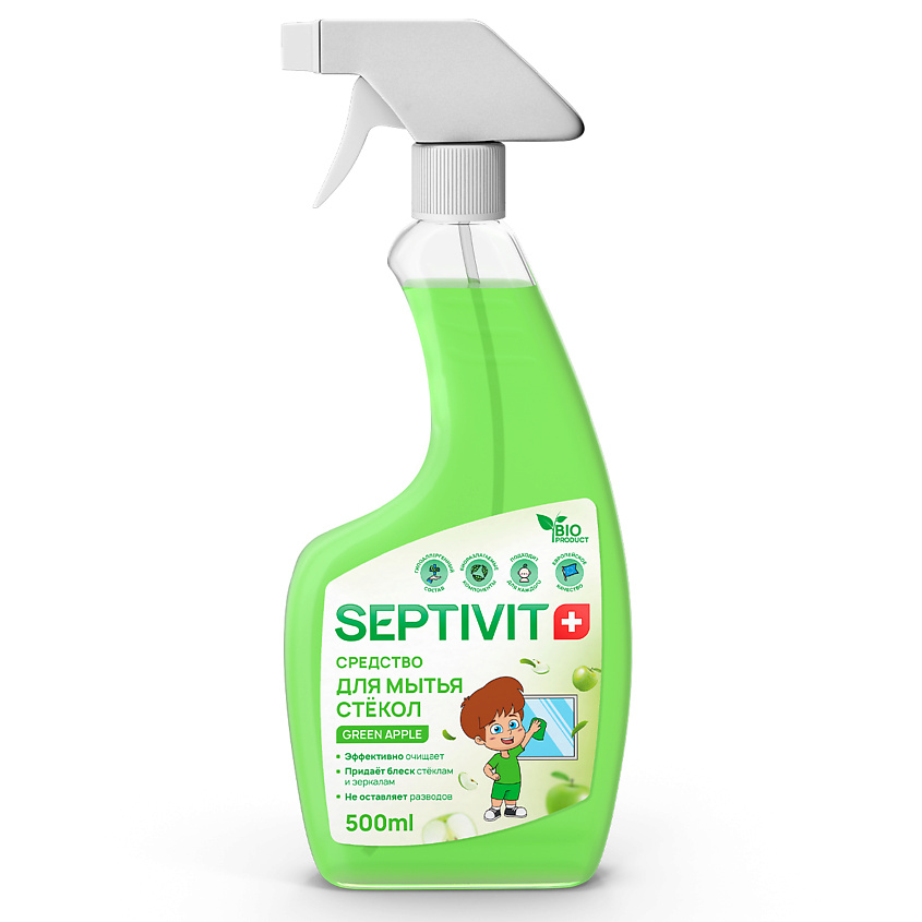 Средства для уборки SEPTIVIT Средство для мытья стекол Green Apple .