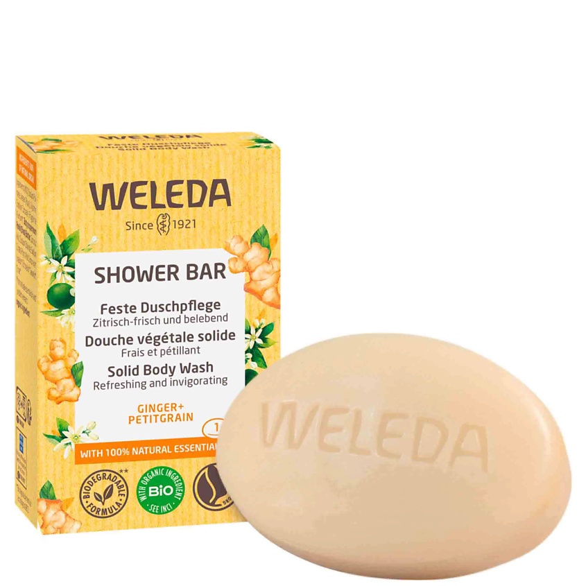 Средства для ванной и душа WELEDA Кусковое мыло для душа с имбирем и ...