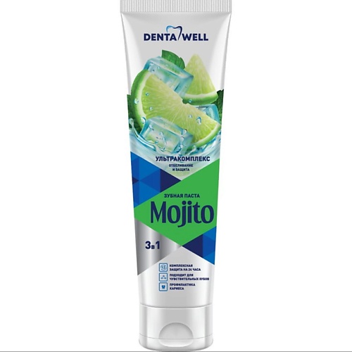 DENTA WELL Зубная паста "Мохито" отбеливающая, для чувствительных зубов 75.0, Зубная паста "Мохито" отбеливающая, для чувствительных зубов
DENTA WELL Зубная паста "Мохито" отбеливающая, для чувствительных зубов 75.0, Зубная паста "Мохито" отбеливающая, для чувствительных зубов