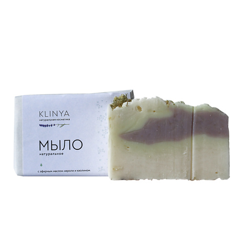 фото Klinya натуральное твердое мыло с эфирным маслом нероли и каолином для лица, рук и тела