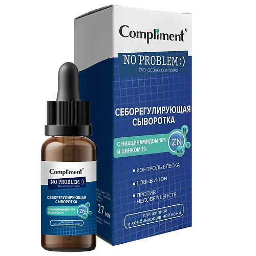 COMPLIMENT Себорегулирующая сыворотка для кожи с ниацинамидом и цинком No problem 27.0, Себорегулирующая сыворотка для кожи с ниацинамидом и цинком No problem
COMPLIMENT Себорегулирующая сыворотка для кожи с ниацинамидом и цинком No problem 27.0, Себорегулирующая сыворотка для кожи с ниацинамидом и цинком No problem