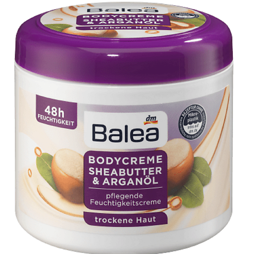 BALEA Крем для тела с маслом ши и аргановым маслом Sheabutter & Arganöl 500.0, Крем для тела с маслом ши и аргановым маслом Sheabutter & Arganöl
BALEA Крем для тела с маслом ши и аргановым маслом Sheabutter & Arganöl 500.0, Крем для тела с маслом ши и аргановым маслом Sheabutter & Arganöl