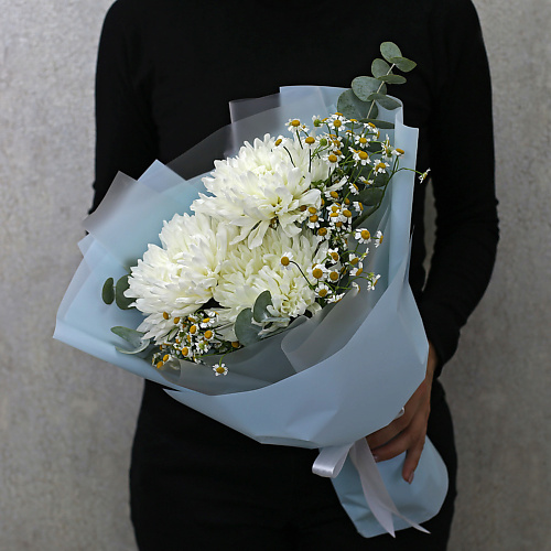 FLORPRO Букет из 3 белых одноголовых хризантем с ромашкой в дизайнерской упаковке, Букет из 3 белых одноголовых хризантем с ромашкой в дизайнерской упаковке
FLORPRO Букет из 3 белых одноголовых хризантем с ромашкой в дизайнерской упаковке, Букет из 3 белых одноголовых хризантем с ромашкой в дизайнерской упаковке