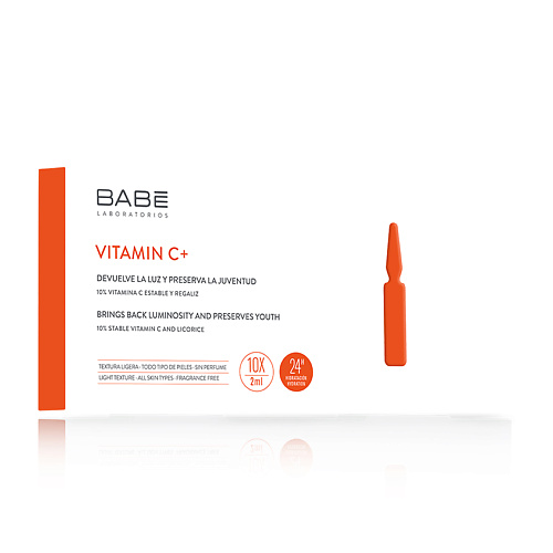 LABORATORIOS BABE Ампулы для лица для сияния/гладкости кожи Витамин С+ 20.0, Ампулы для лица для сияния/гладкости кожи Витамин С+
LABORATORIOS BABE Ампулы для лица для сияния/гладкости кожи Витамин С+ 20.0, Ампулы для лица для сияния/гладкости кожи Витамин С+