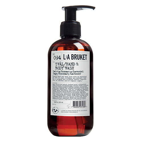 LA BRUKET Жидкое мыло для тела № 094 SALVIA/ROSMARIN/LAVENDE Tval/Hand&Body Wash, Жидкое мыло для тела № 094 SALVIA/ROSMARIN/LAVENDE Tval/Hand&Body Wash
LA BRUKET Жидкое мыло для тела № 094 SALVIA/ROSMARIN/LAVENDE Tval/Hand&Body Wash, Жидкое мыло для тела № 094 SALVIA/ROSMARIN/LAVENDE Tval/Hand&Body Wash