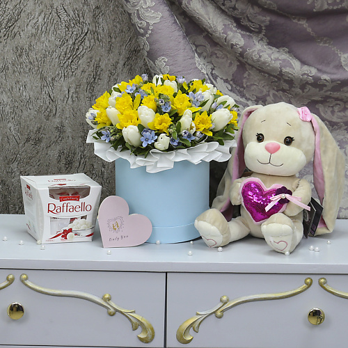 FLORPRO Комбо-набор: Коробка с цветами "Маркиза", Заяц, Конфеты рафаэлло, Комбо-набор: Коробка с цветами "Маркиза", Заяц, Конфеты рафаэлло
FLORPRO Комбо-набор: Коробка с цветами "Маркиза", Заяц, Конфеты рафаэлло, Комбо-набор: Коробка с цветами "Маркиза", Заяц, Конфеты рафаэлло
