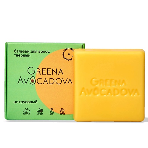 GREENA AVOCADOVA Бальзам для волос Цитрусовый твердый 50.0, Бальзам для волос Цитрусовый твердый
GREENA AVOCADOVA Бальзам для волос Цитрусовый твердый 50.0, Бальзам для волос Цитрусовый твердый