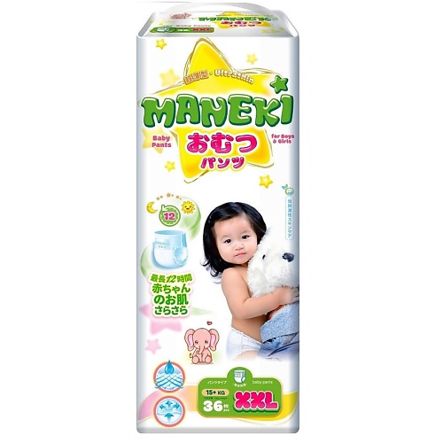 MANEKI Подгузники-трусики детские одноразовые размер XXL 15 + кг 1.0, Подгузники-трусики детские одноразовые размер XXL 15 + кг
MANEKI Подгузники-трусики детские одноразовые размер XXL 15 + кг 1.0, Подгузники-трусики детские одноразовые размер XXL 15 + кг