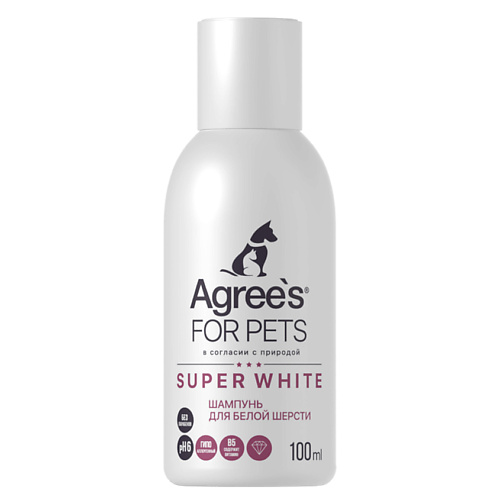 AGREE'S FOR PETS Шампунь для животных SUPER WHITE, для белой шерсти, с экстрактами трав, витамин В6 100, Шампунь для животных SUPER WHITE, для белой шерсти, с экстрактами трав, витамин В6
AGREE'S FOR PETS Шампунь для животных SUPER WHITE, для белой шерсти, с экстрактами трав, витамин В6 100, Шампунь для животных SUPER WHITE, для белой шерсти, с экстрактами трав, витамин В6