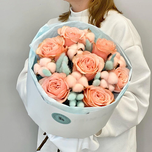 JULES FLOWER ATELIER «Мятный фреш» букет из абрикосовых французских роз и хлопка, «Мятный фреш» букет из абрикосовых французских роз и хлопка
JULES FLOWER ATELIER «Мятный фреш» букет из абрикосовых французских роз и хлопка, «Мятный фреш» букет из абрикосовых французских роз и хлопка