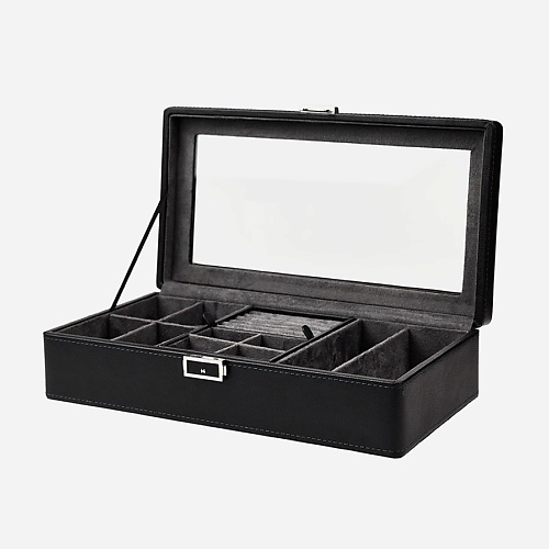 CLOX Шкатулка для 4 часов и украшений, черная экокожа, серый бархат, W153BG, Шкатулка для 4 часов и украшений, черная экокожа, серый бархат, W153BG
CLOX Шкатулка для 4 часов и украшений, черная экокожа, серый бархат, W153BG, Шкатулка для 4 часов и украшений, черная экокожа, серый бархат, W153BG