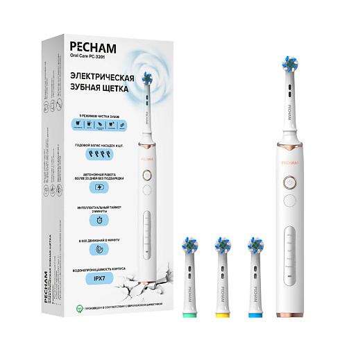 PECHAM Электрическая зубная щетка Oral Care Black, Электрическая зубная щетка Oral Care Black
PECHAM Электрическая зубная щетка Oral Care Black, Электрическая зубная щетка Oral Care Black