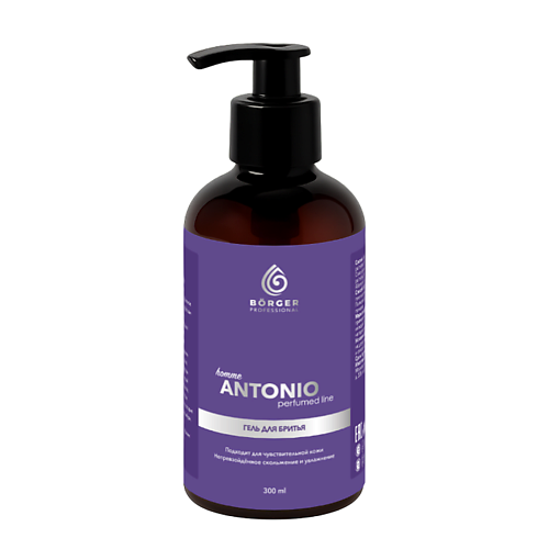 BORGER Гель для бритья для чувствительной кожи, парфюмированный, ANTONIO 300, Гель для бритья для чувствительной кожи, парфюмированный, ANTONIO
BORGER Гель для бритья для чувствительной кожи, парфюмированный, ANTONIO 300, Гель для бритья для чувствительной кожи, парфюмированный, ANTONIO