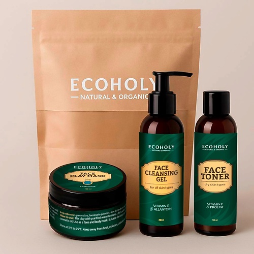 ECOHOLY Набор средств для ухода для сухой кожи (Тоник для сухой кожи + Глина голубая + Гель для умывания успокаивающий с витамин Е), Набор средств для ухода для сухой кожи (Тоник для сухой кожи + Глина голубая + Гель для умывания успокаивающий с витамин Е
ECOHOLY Набор средств для ухода для сухой кожи (Тоник для сухой кожи + Глина голубая + Гель для умывания успокаивающий с витамин Е), Набор средств для ухода для сухой кожи (Тоник для сухой кожи + Глина голубая + Гель для умывания успокаивающий с витамин Е