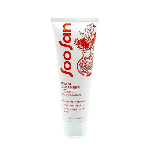SOOSAN Пенка с коллагеном и экстрактом граната для сухой кожи Foam Cleanser With Collagen And Pomegranate 120, Пенка с коллагеном и экстрактом граната для сухой кожи Foam Cleanser With Collagen And Pomegranate
SOOSAN Пенка с коллагеном и экстрактом граната для сухой кожи Foam Cleanser With Collagen And Pomegranate 120, Пенка с коллагеном и экстрактом граната для сухой кожи Foam Cleanser With Collagen And Pomegranate