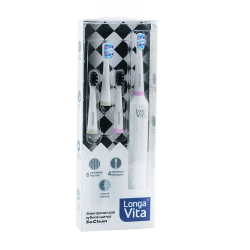 LONGA VITA Зубная щетка электрическая белая SoClean, Зубная щетка электрическая белая SoClean
LONGA VITA Зубная щетка электрическая белая SoClean, Зубная щетка электрическая белая SoClean