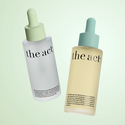 THE ACT Набор сывороток увлажняющая и очищающая для лица 2, Набор сывороток увлажняющая и очищающая для лица
THE ACT Набор сывороток увлажняющая и очищающая для лица 2, Набор сывороток увлажняющая и очищающая для лица