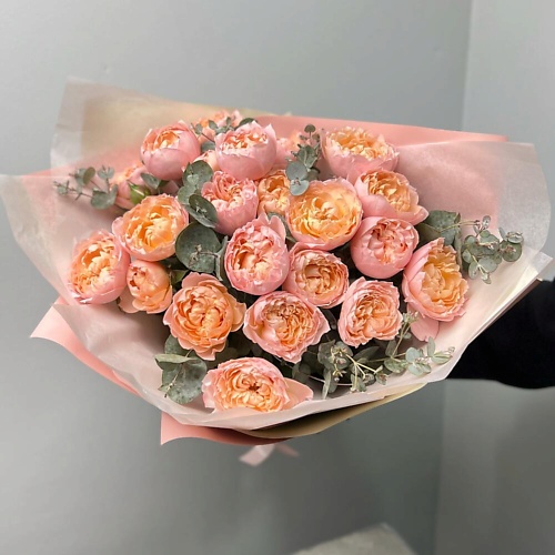 FLORES Персиковые премиум кустовые пионовидные розы Джульетта с эвкалиптом, Персиковые премиум кустовые пионовидные розы Джульетта с эвкалиптом
FLORES Персиковые премиум кустовые пионовидные розы Джульетта с эвкалиптом, Персиковые премиум кустовые пионовидные розы Джульетта с эвкалиптом
