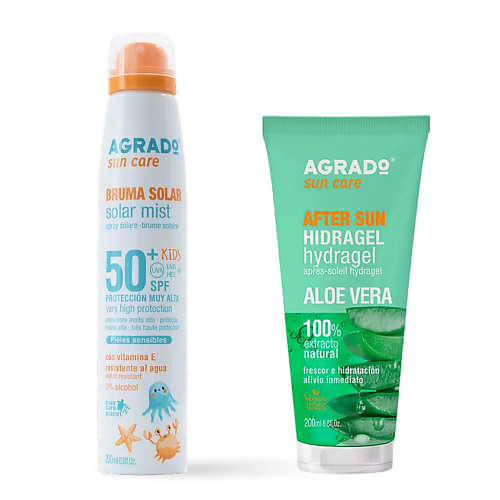 AGRADO Набор Детский солнцезащитный мист SPF50+ и Гидрогель после загара Алоэ Вера, Набор Детский солнцезащитный мист SPF50+ и Гидрогель после загара Алоэ Вера
AGRADO Набор Детский солнцезащитный мист SPF50+ и Гидрогель после загара Алоэ Вера, Набор Детский солнцезащитный мист SPF50+ и Гидрогель после загара Алоэ Вера