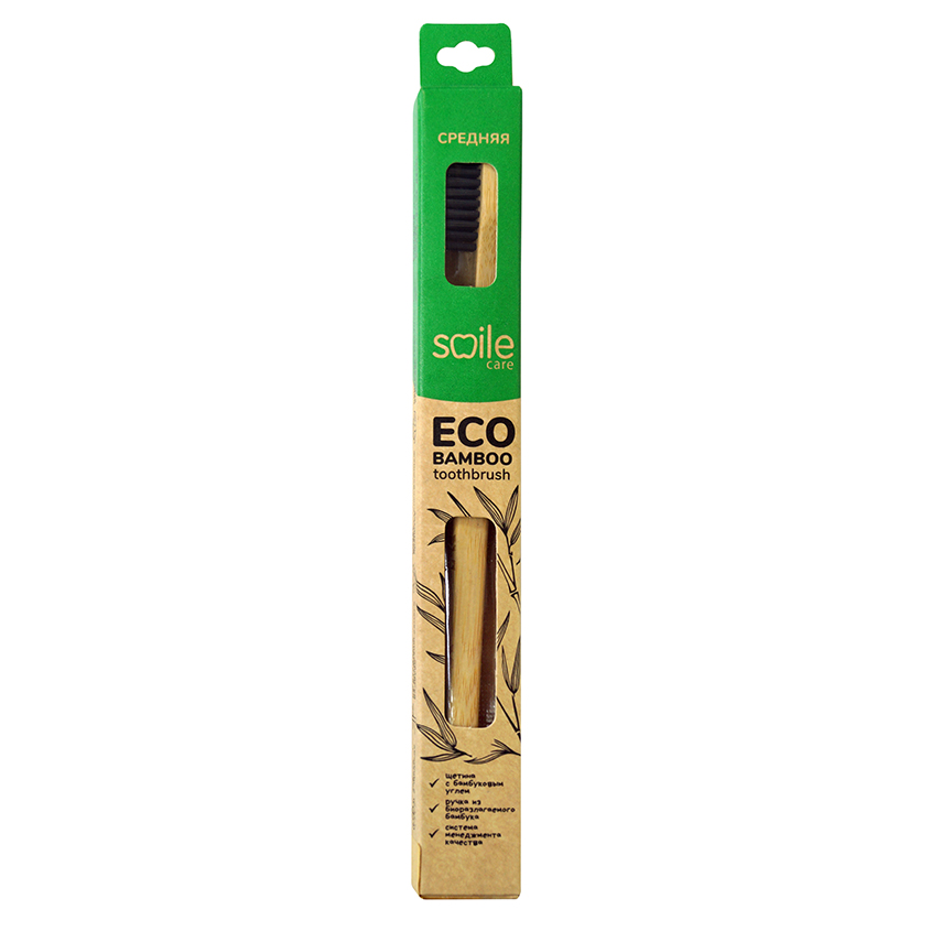 SMILE CARE Зубная щетка ECO BAMBOO С ручкой из бамбука средняя купить ...