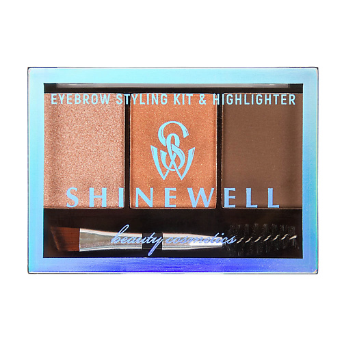 SHINEWELL Набор для моделирования бровей с хайлайтером shinewell спонжи для нанесения и удаления макияжа набор каплевидный и овальный