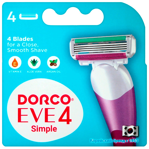 DORCO Женские сменные кассеты для бритья EVE4, 4-лезвийные 4 dorco сменные кассеты для бритья pace7 7 лезвийные