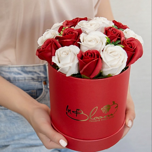 INBLOOM Букет из мыльных цветов (Красный 14*16) топпер 8 марта букет тюльпанов красный 12 5х10 4см дарим красиво