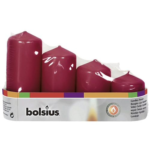BOLSIUS Свечи столбик Bolsius Classic темно-красные свечи для торта с держателями meshu буквы с днем рождения 2 7 см серебряные