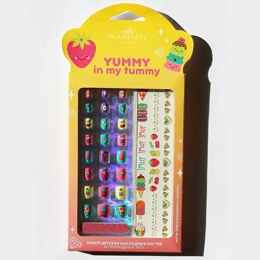 фото Miamitats набор детских накладных ногтей и переводных тату yummy in my tummy