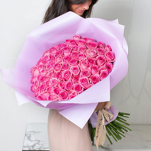 Цветы ЛЭТУАЛЬ FLOWERS Букет из розовых роз 71 шт.(40 см)