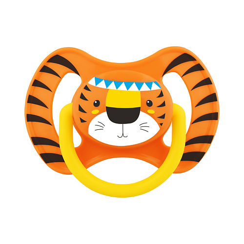 LUBBY Пустышка латексная со скошенным соском, тигр,  с 6 месяцев тигр в саду