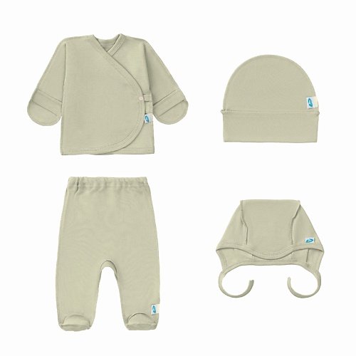 комплект из 2 ползунков lemive интерлок горчичный и светлый хаки Детский комплект LEMIVE Комплект одежды для малышей Светлый хаки