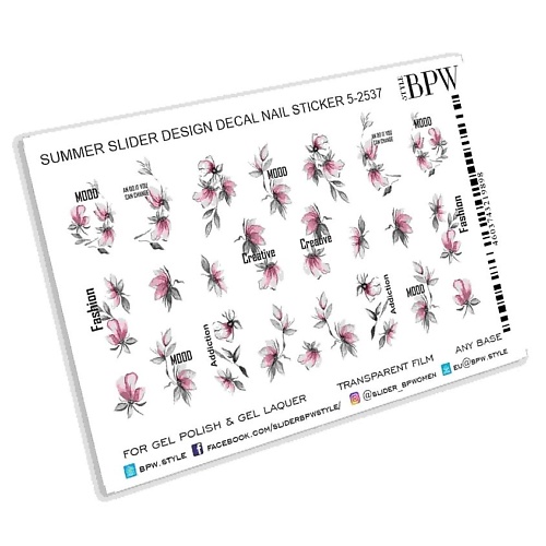 BPW.STYLE Слайдер-дизайн Акварельные цветы с надписями кепка minaku с надписями красный р р 58