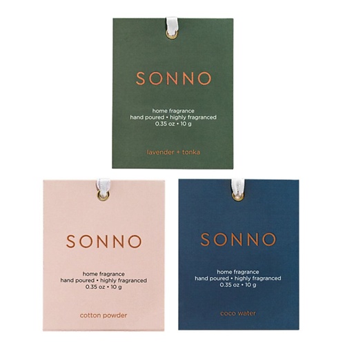 SONNO Privat Label Комплект из 3х ароматических саше (Lavender + Tonka, Coco Water, Cotton Powder) осветляющий порошок саше blond powder no aroma ollin blond performance 721548 30 г