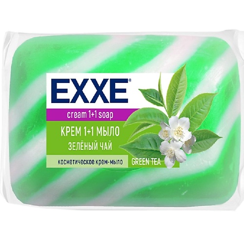 EXXE Туалетное крем-мыло 1+1, зеленый чай 80 мыло твердое туалетное азурит зеленый алтай 100 г