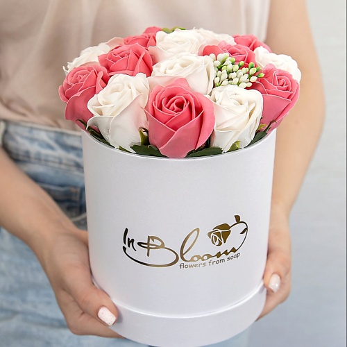 INBLOOM Букет из мыльных цветов (Белый 14*16) букет из мыльных роз про 100 подари желтый