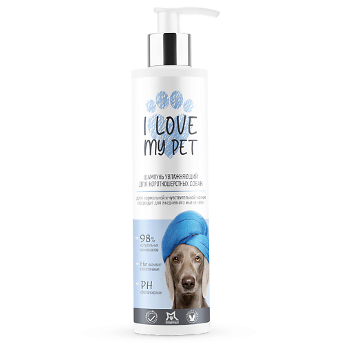 I LOVE MY PET Шампунь для короткошерстных собак гипоаллергенный с пантенолом 250 шампунь для собак гипоаллергенный toshiko 300мл