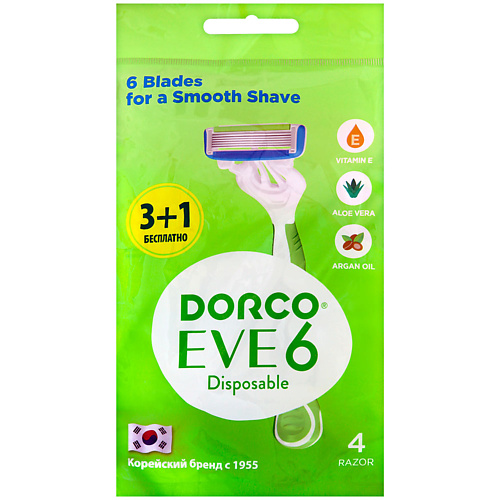 Станок для бритья DORCO Женские бритвы одноразовые EVE6, 6-лезвийные