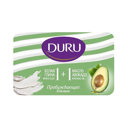 Средства для ванной и душа DURU Туалетное крем-мыло 1+1 Белая глина & Масло авокадо 80