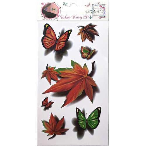 bondibon набор декоративной косметики eva moda крыло бабочки с тенями для век LUKKY Набор тату 3D, бабочки