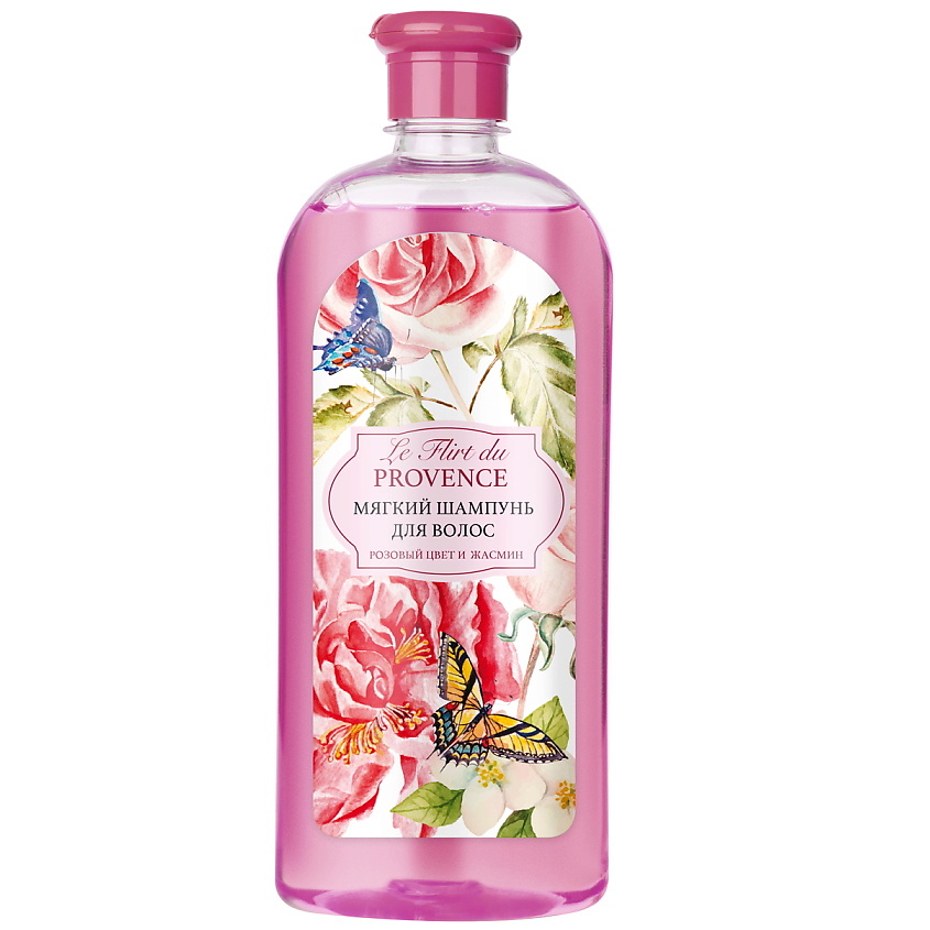 фото Мягкий шампунь для волос розовый цвет и жасмин 730 мл le flirt du provence