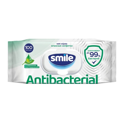 SMILE WONDERLAND Влажные салфетки с подорожником Antibacterial 100