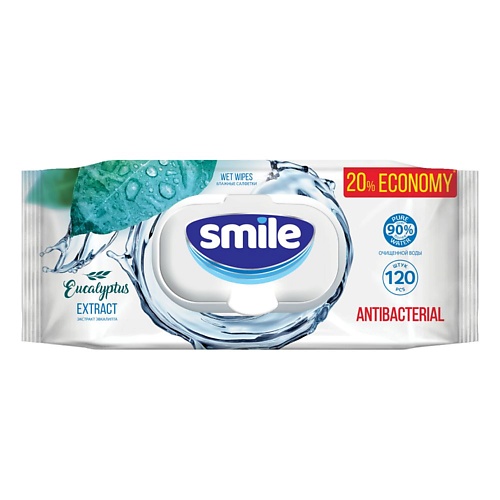 Салфетки для тела SMILE WONDERLAND Влажные салфетки с экстрактом эвкалипта Antibacterial effect