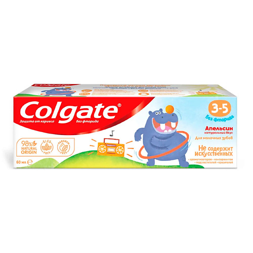 COLGATE Зубная паста Детская без фторида  3-5лет 60 colgate детская зубная паста без фторида 3 5 нежная мята