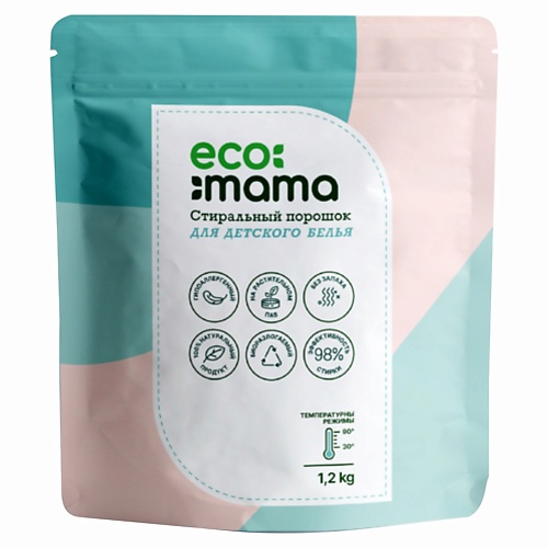 ECO MAMA Стиральный порошок для детского белья 1200 mepsi стиральный порошок на основе натурального мыла гипоаллергенный для детского белья 6000