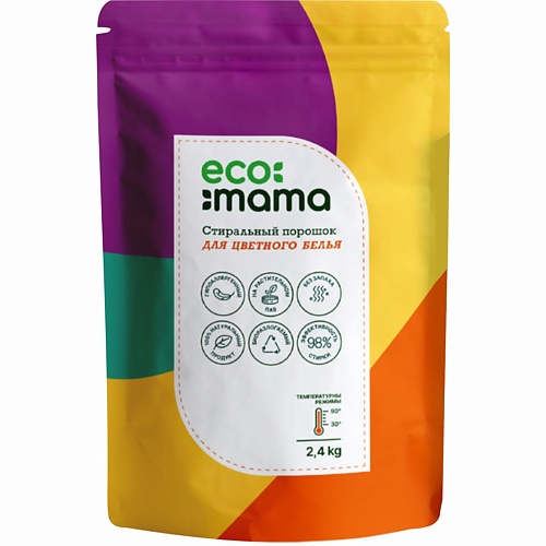 ECO MAMA Стиральный порошок для цветного белья 2400 mepsi стиральный порошок на основе натурального мыла гипоаллергенный для детского белья 6000