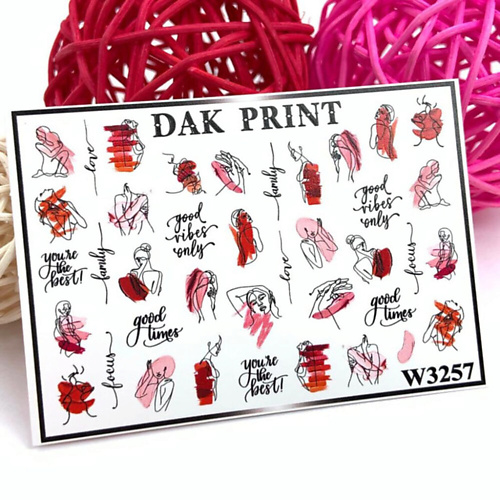 DAK PRINT Слайдер-дизайн для ногтей W3257 dak print слайдер дизайн для ногтей m827