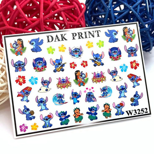 Слайдеры DAK PRINT Слайдер-дизайн для ногтей W3252 набор слайдеров для ногтей dak print цветы 3 штуки