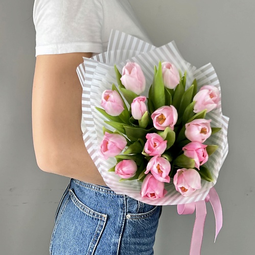 ЛЭТУАЛЬ FLOWERS Букет из розовых тюльпанов 15 шт. лэтуаль flowers букет из разно ных тюльпанов 15 шт