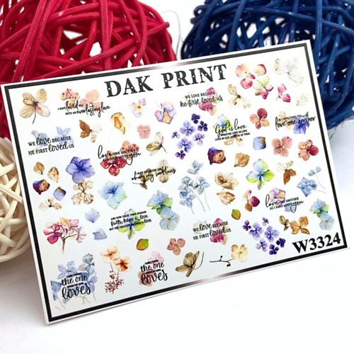 Слайдеры DAK PRINT Слайдер-дизайн для ногтей W3324 набор invent print самоклеящийся слайдер дизайн черемуха ss 144 3 шт